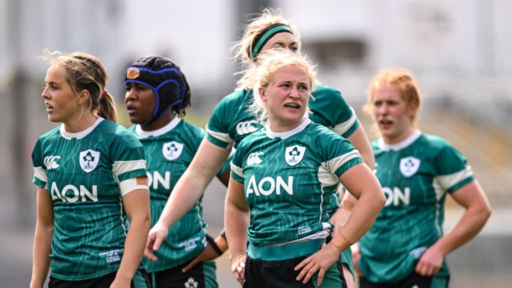 Neve Jones of Ireland during the Women's Rugby World Cup warm-up match between Ireland and Canada at Affidea Stadium in Belfast. Ramsey Cardy - Sportsfile
